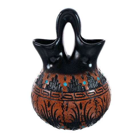 Navajo Indian Hand Crafted Pot By Artist Dewayne Eskeets SN20022